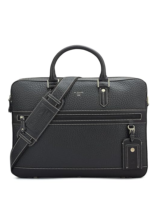 Da Milano Genuine Leather Brown Unisex Laptop Bag Fits Standard Laptop Upto 15" (10033B)