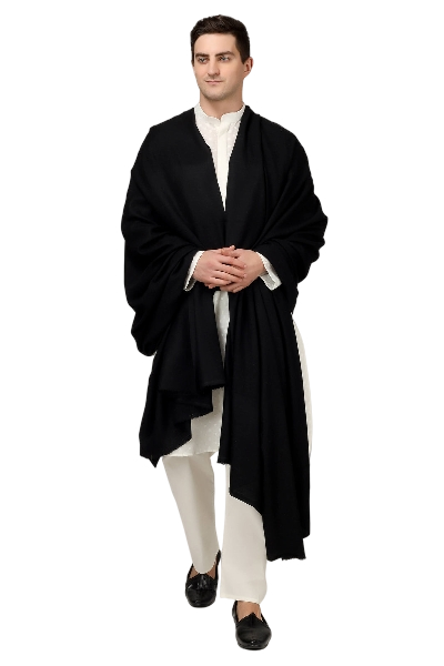 Black and gray Mens Pashmina shawl checked design